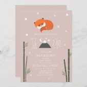 Sleepy Red Panda Bamboo Pink Girl Baby Dusche Einladung (Vorne/Hinten)