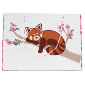 "Sleepy Red Panda" Cherry Blossom Große Geschenkta Geschenktüte (Vorderseite)