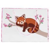 "Sleepy Red Panda" Cherry Blossom Große Geschenkta Geschenktüte (Rückseite)