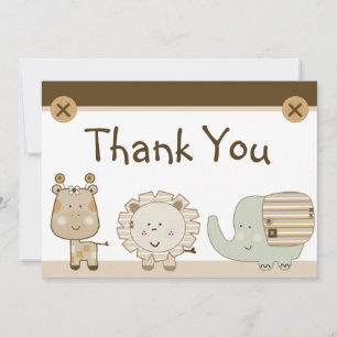 Sleepy Safari Animals Kinderdusche Danke Karte