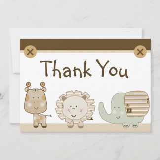 Sleepy Safari Animals Kinderdusche Danke Karte