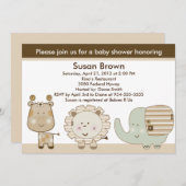 Sleepy Safari Animals Kinderdusche Einladung (Vorne/Hinten)