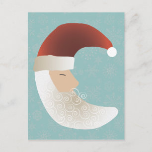 Sleepy Santa Half Moon Weihnachten Postkarte