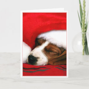 Sleepy Santa Puppy Grußkarte - Feiertagskarte