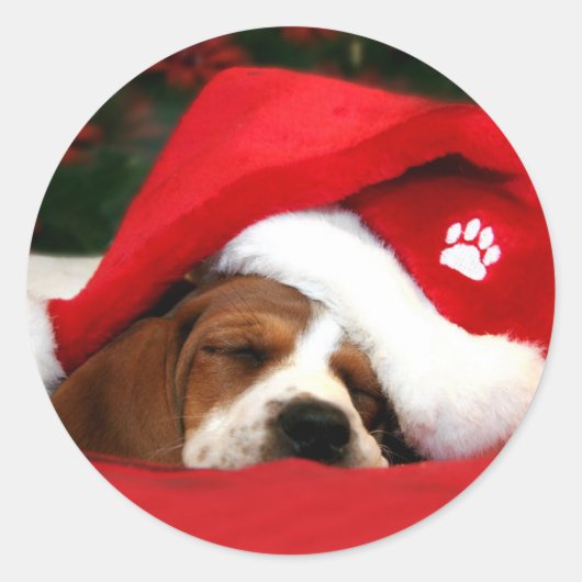 Sleepy Santa Puppy Sticker (Vorderseite)