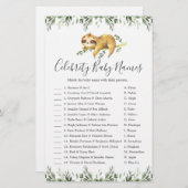Sleepy Sloth Baby Shower Celebrity Baby Names Game (Vorne/Hinten)