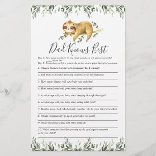 Sleepy Sloth Baby Shower Vater kennt das beste Spi