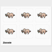Sleepy Sloth – Cute Kawaii Illustration Quadratischer Aufkleber (Blatt)