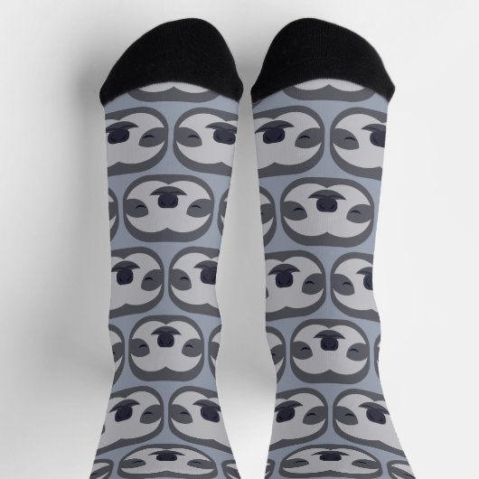 Sleepy Sloth Faces Pattern Socken (Oben)
