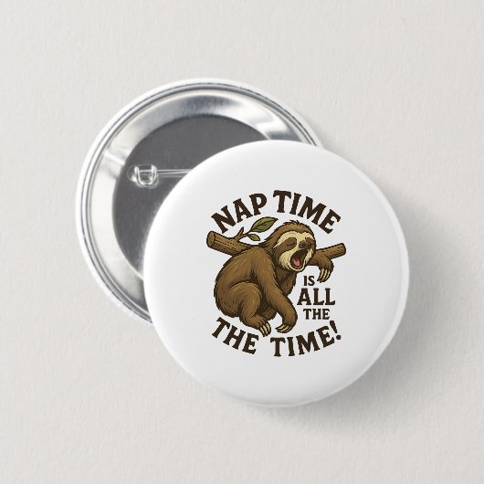 Sleepy Sloth Funny Button (Vorne & Hinten)