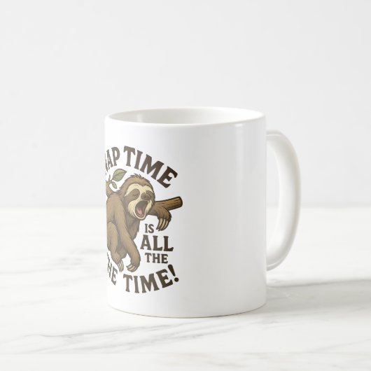 Sleepy Sloth Funny Kaffeetasse (VorderseiteRechts)