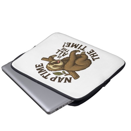 Sleepy Sloth Funny Laptopschutzhülle (Vorne Knopf)