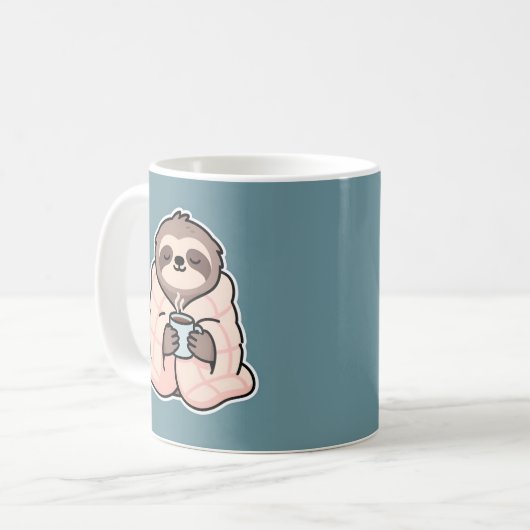 Sleepy Sloth Funny Morning Drinks Kaffeetasse (Vorderseite Links)