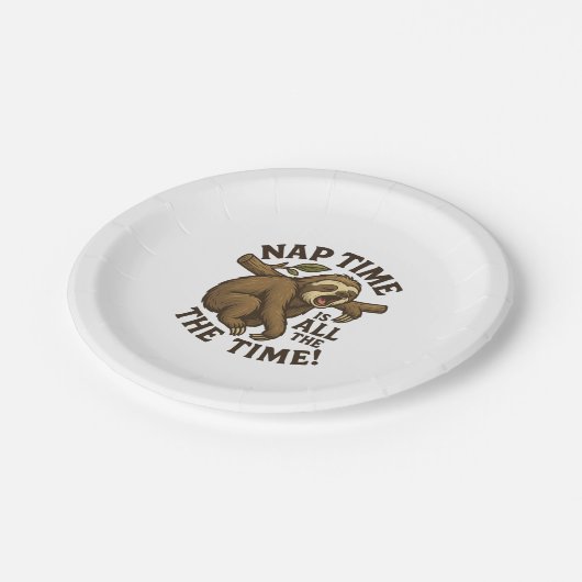 Sleepy Sloth Funny Pappteller (Schrägansicht)