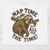 Sleepy Sloth Funny Schaumweinetikett (Einzelnes Label)