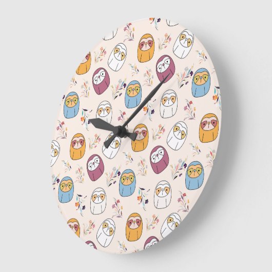 Sleepy Sloth Große Wanduhr (Winkel)