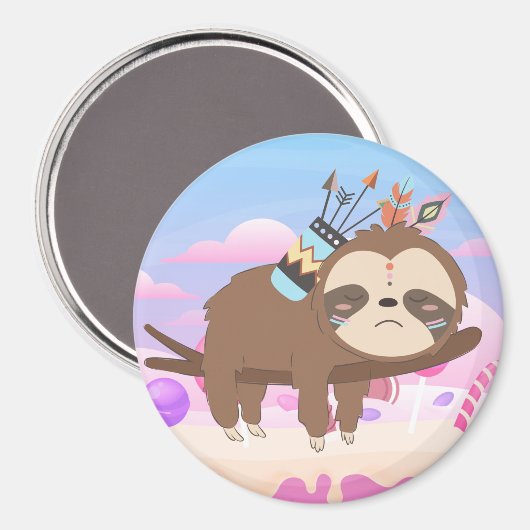 Sleepy Sloth Magnet (Vorderseite/Rückseite)