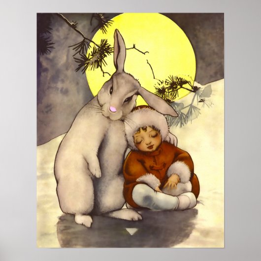 Sleepy Small Child mit Bunny Kinderzimmer Poster (Vorne)