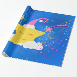 Sleepy Star Blue Starry Sky Geschenkpapier