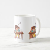 Sleepy Studying Child Mug – Children’s Day Mug Kaffeetasse (VorderseiteRechts)