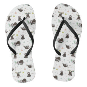 Sleepy Sweet Sloth Pattern Badesandalen