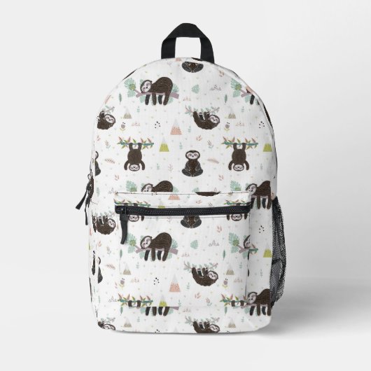 Sleepy Sweet Sloth Pattern Bedruckter Rucksack (Vorderseite)