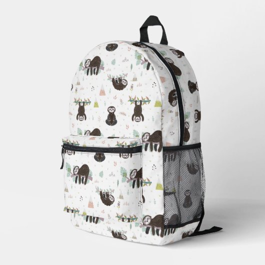 Sleepy Sweet Sloth Pattern Bedruckter Rucksack (Rückseitige Ecke Rechts)