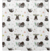 Sleepy Sweet Sloth Pattern Duschvorhang (Vorderseite)