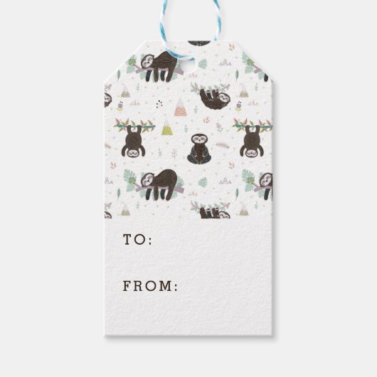 Sleepy Sweet Sloth Pattern Geschenkanhänger (Vorderseite)