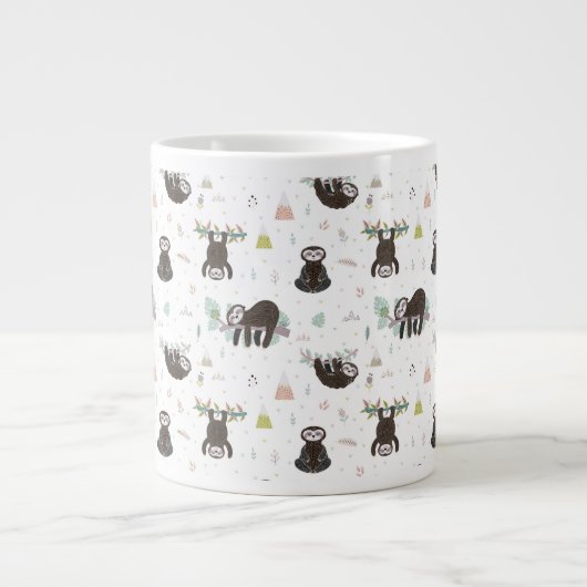 Sleepy Sweet Sloth Pattern Jumbo-Tasse (Vorderseite)