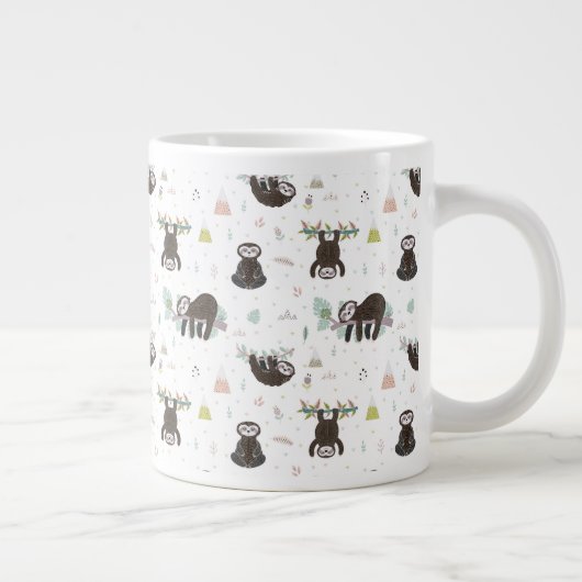 Sleepy Sweet Sloth Pattern Jumbo-Tasse (Rechts)