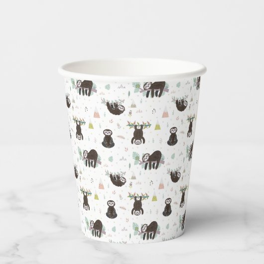 Sleepy Sweet Sloth Pattern Pappbecher (Rückseite)