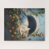 Sleepy Tan Tabby Halb Kitten Halb Bird Puzzle (Horizontal)