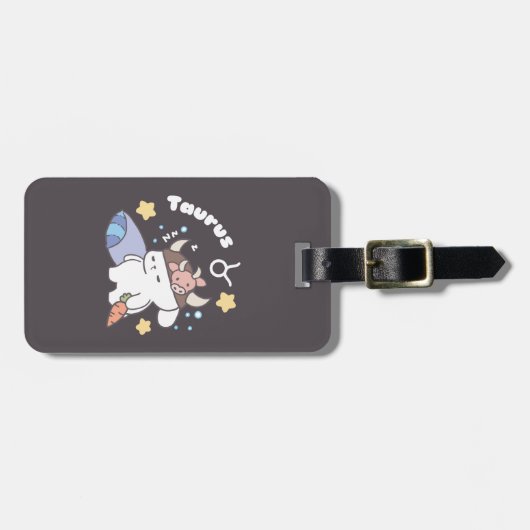 Sleepy Taurus Bunny Pattern - Zodiac Gepäckanhänger (Vorderseite horizontal)