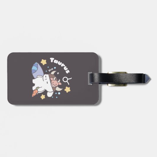 Sleepy Taurus Bunny Pattern - Zodiac Gepäckanhänger (Rückseite horizontal)