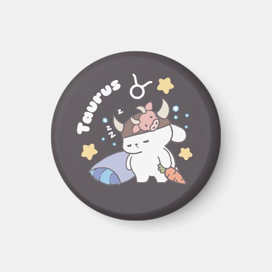 Sleepy Taurus Bunny Pattern - Zodiac Magnet (Vorne)