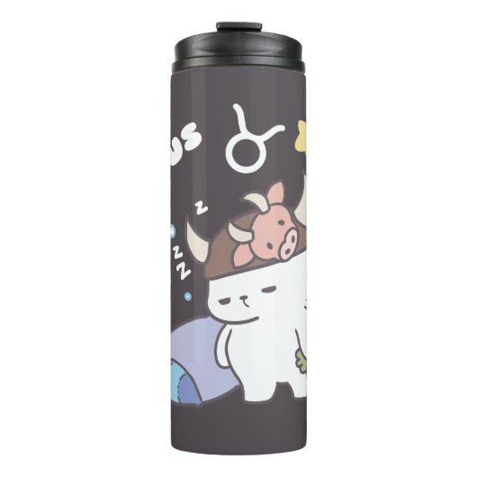 Sleepy Taurus Bunny Pattern - Zodiac Thermosbecher (Vorderseite)