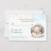 Sleepy Teddy Bear Boy Baby Shooting Card RSVP Karte (Vorderseite)