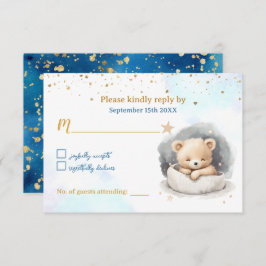 Sleepy Teddy Bear Boy Baby Shooting Card RSVP Karte