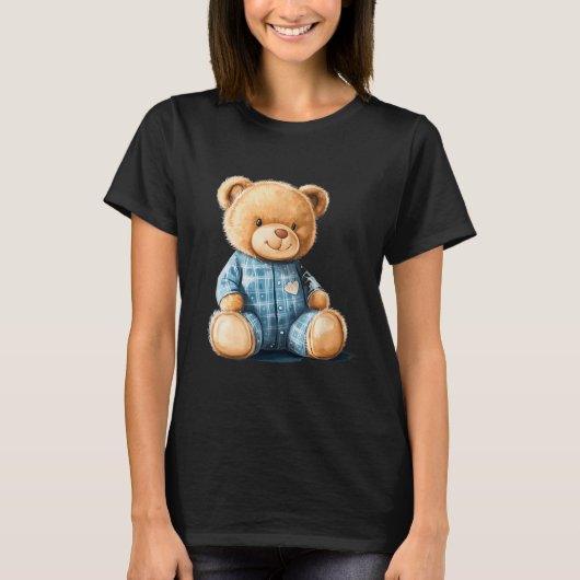 Sleepy Teddy Bear In Cute Pajama Outfit T-Shirt (Vorderseite)