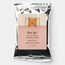 Sleepy Teddy Bear Light Pink Baby Dusche Drink Mix
