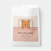 Sleepy Teddy Bear Light Pink Baby Dusche Geschenktütchen (Vorderseite)