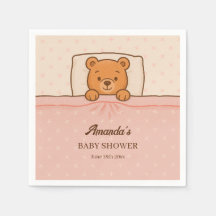 Sleepy Teddy Bear Light Pink Baby Dusche