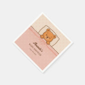 Sleepy Teddy Bear Light Pink Baby Dusche Serviette (Ecke)