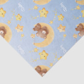 Sleepy Teddy Bear Moon Soft Blue Baby Shower Seidenpapier (Detail)