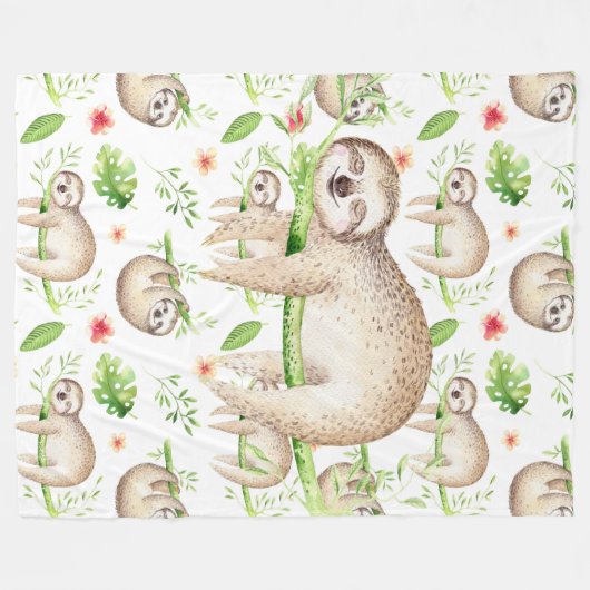 Sleepy Time Sloth Fleecedecke (Vorderseite (Horizontal))