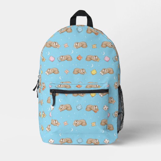 Sleepy Time Sloth Pattern Bedruckter Rucksack (Vorderseite)