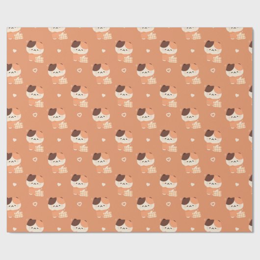 Sleepy Tortie Cat Wrapping Paper Geschenkpapier (Flach)