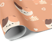 Sleepy Tortie Cat Wrapping Paper Geschenkpapier (Rolleneckpunkt)