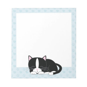 Sleepy Tuxedo Cat {blau} Notizblock